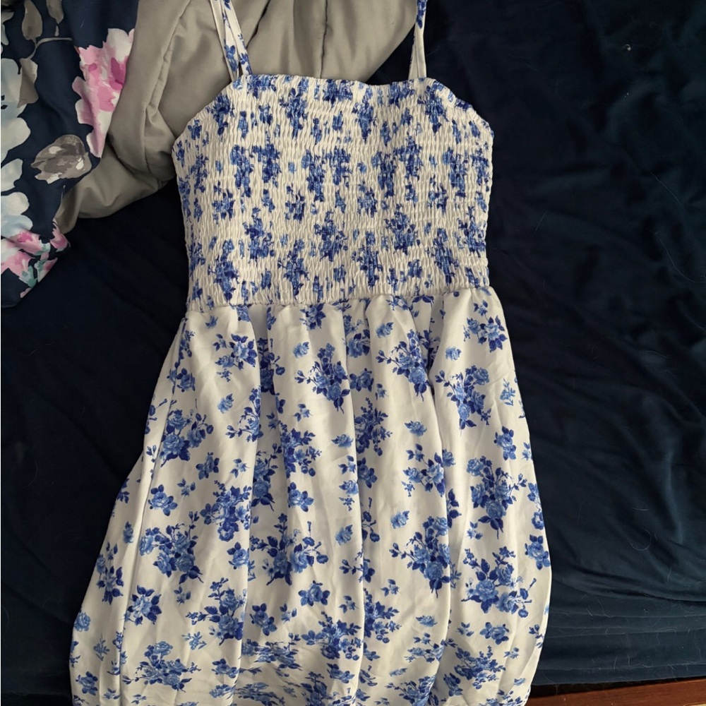SHEIN Blue and White Floral Dress